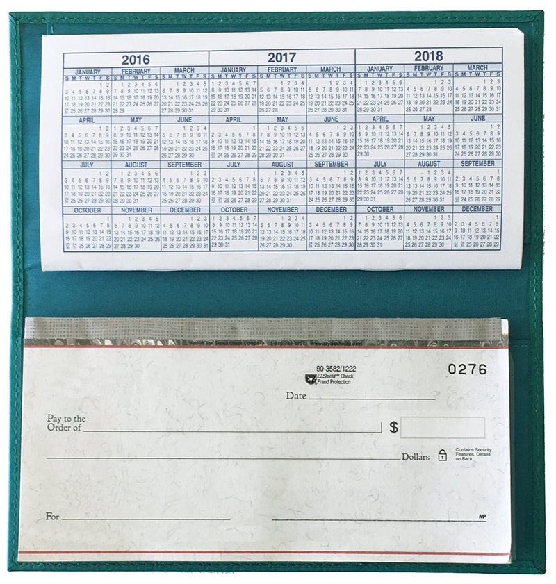 123 Cheap Checks Teal Basic Genuine Leather Checkbook Cover For Men & Women - Image 2